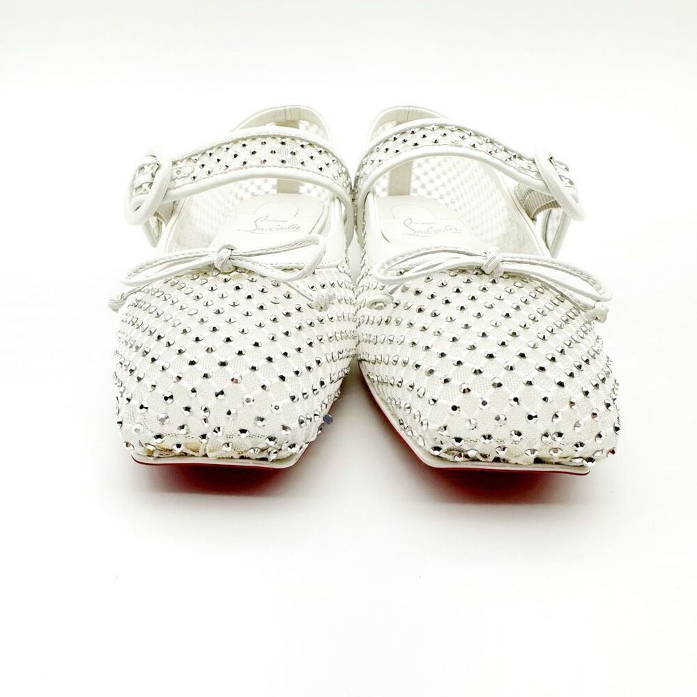 CHRISTIAN LOUBOUTIN Mamastrapitina Crystal Embellished Ballet Flat Size 39 Mesh - Picture 7 of 15